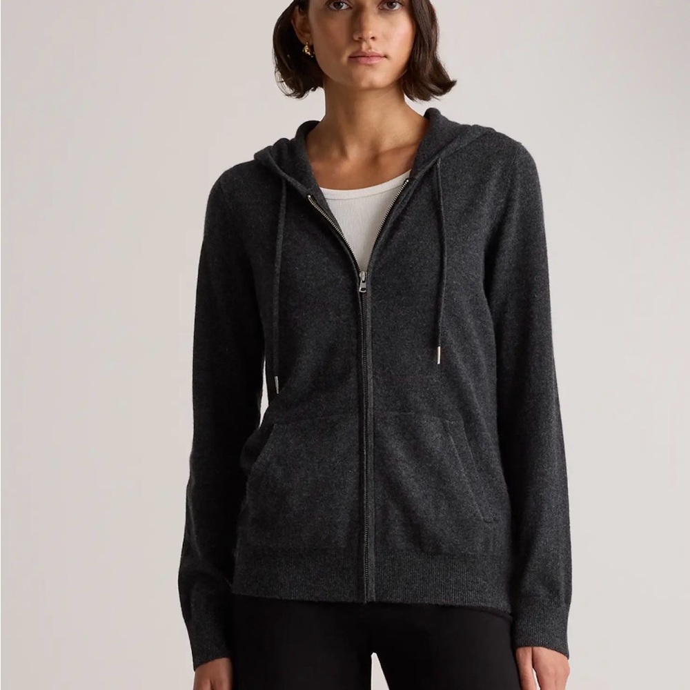 Quince Dark Charcoal Gray Cashmere Zip Hoodie size small excellent